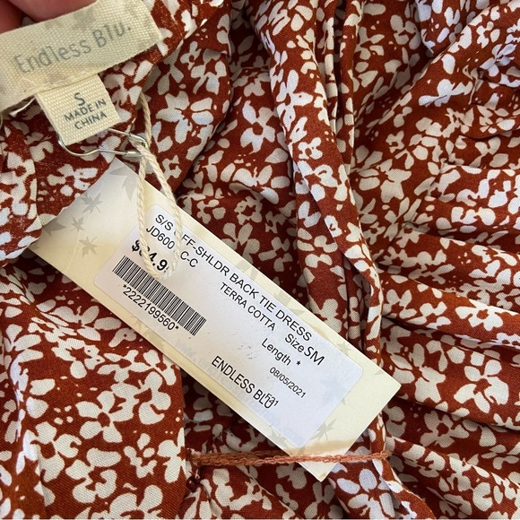 Endless Blu NWT Brown/Rust Coloured Floral Print Flowy Dress Size S - Picture 7 of 10